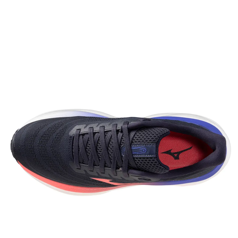 All-Day Flexibility Mizuno Women's Wave Sky 9 Running Shoes in Odyssey Gray/Striking Coral/Iris Bloom AW25