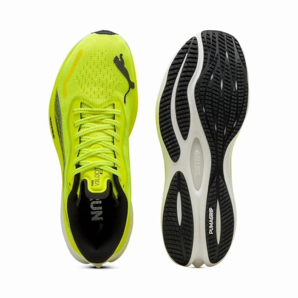 Puma Men's Velocity NITRO 3 Running Shoes in Yellow Alert/PUMA Black SS25 kids Hot weather relief