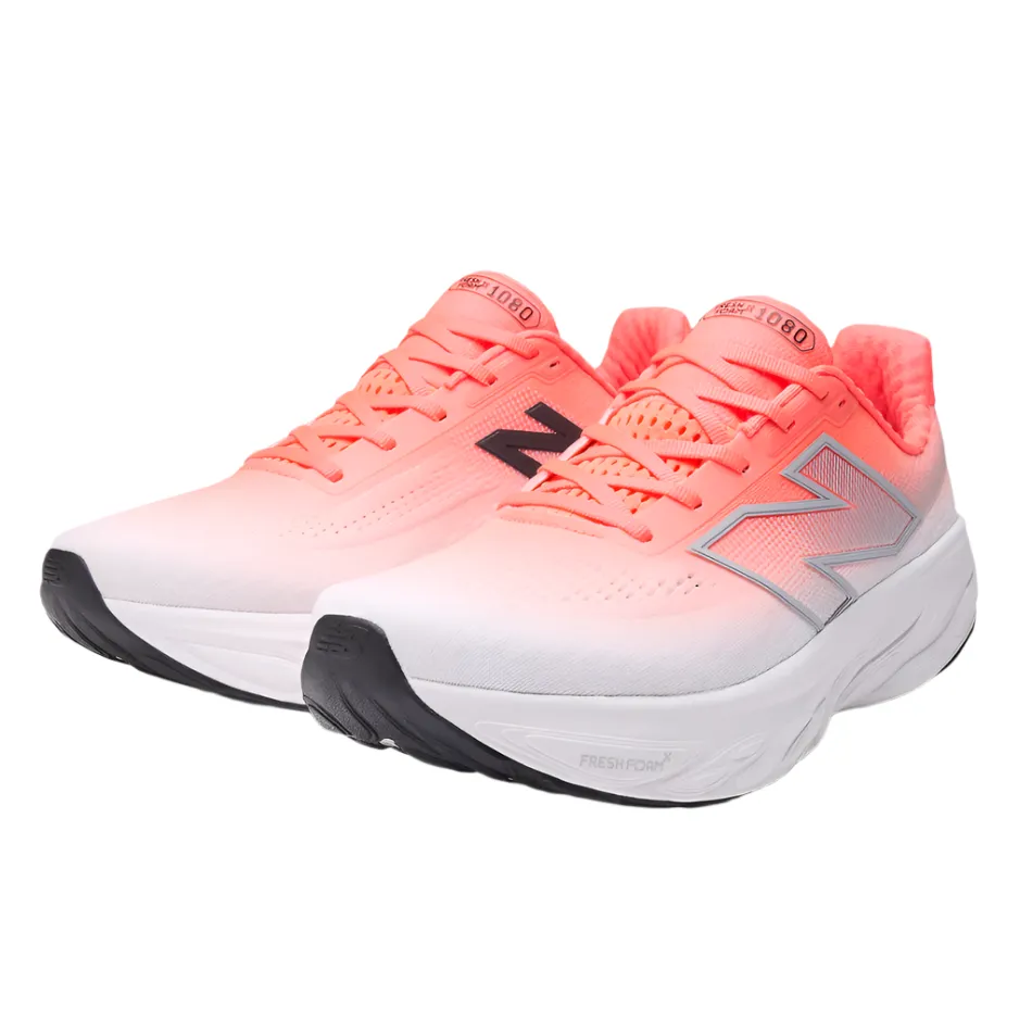 New Balance Men's 1080 V14 2E Wide Fitting Running Shoes in Urgent Red/Rain Cloud/BlackAW25 speed - training running shoes 3D Curved Grooves