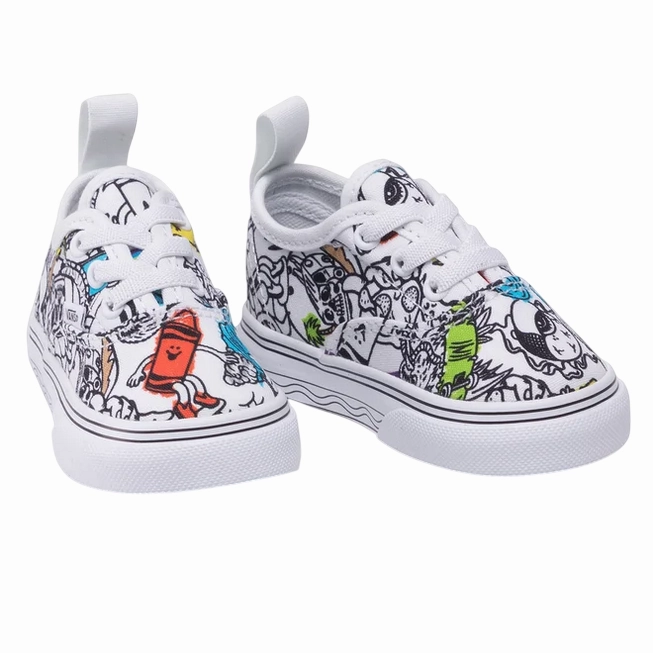Vans Authentic Elas x Crayola Infant VN0A34A1ARE1 | Sneakers bianche a fantasia Flexible Midsole Athletic Apparel