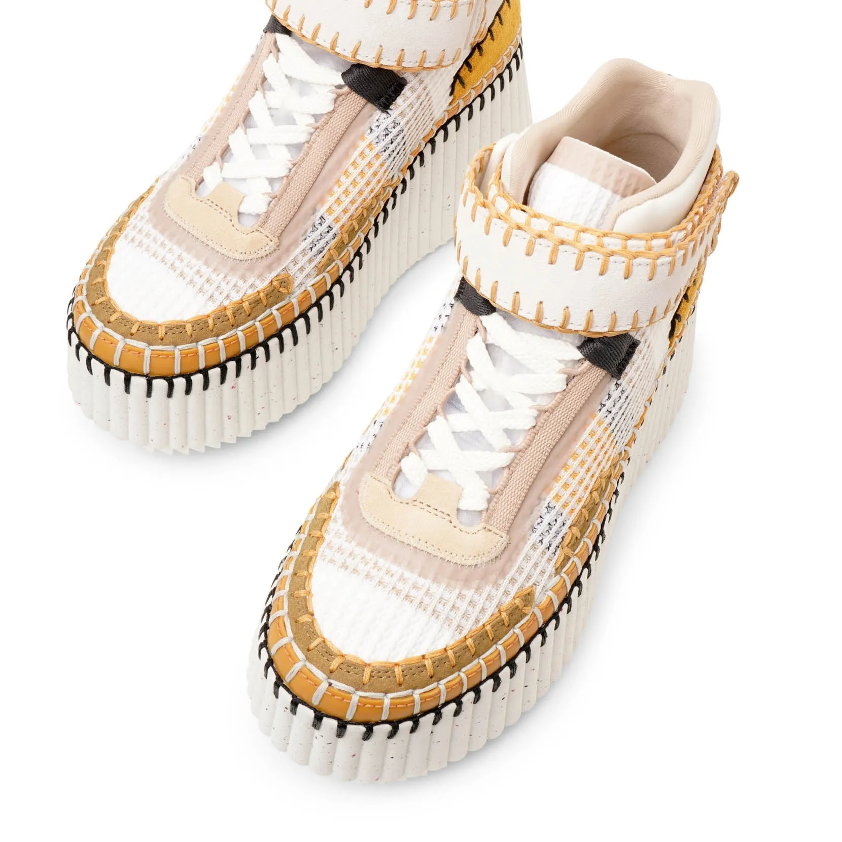 Nama platform light brown mesh sneakers