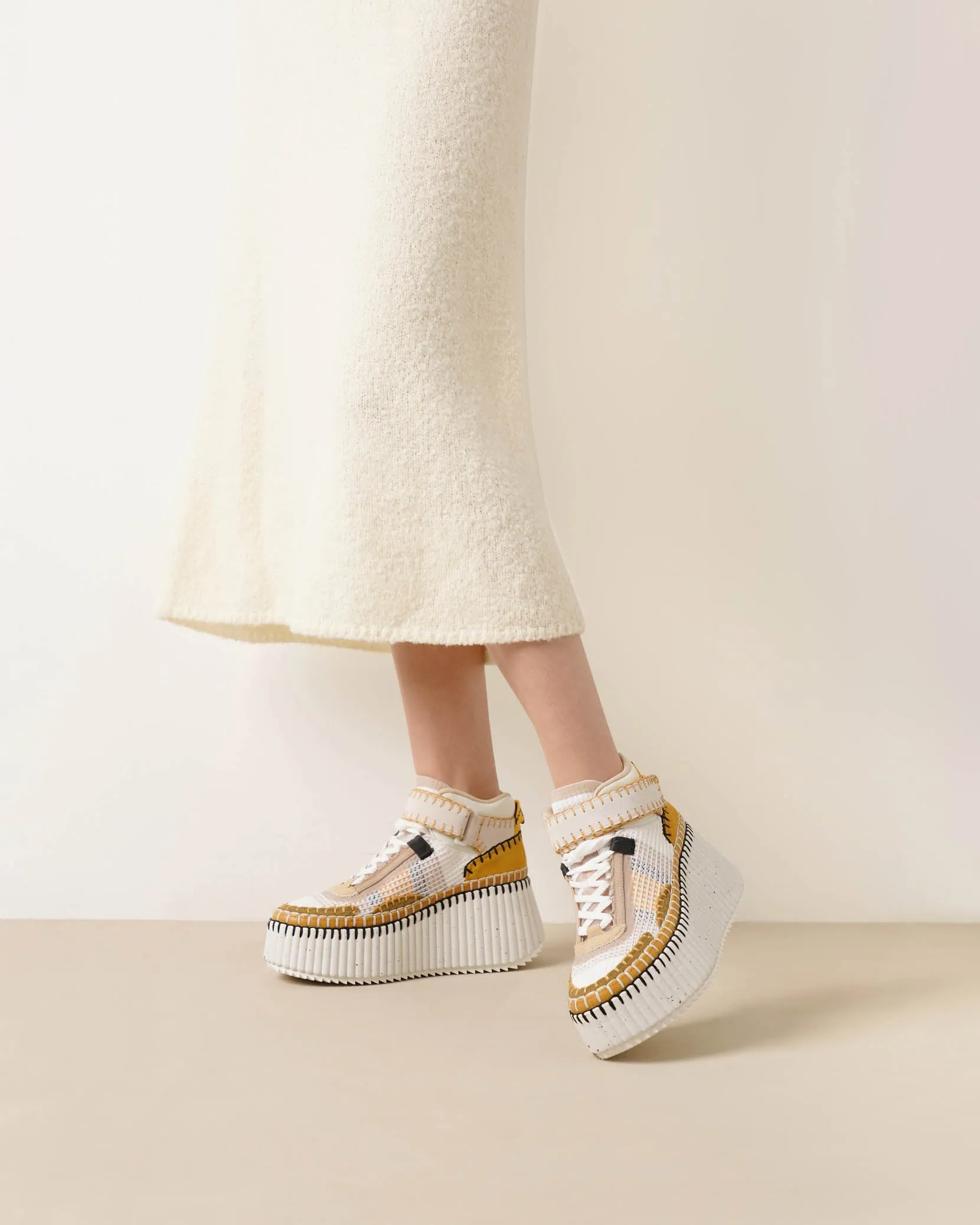 Nama platform light brown mesh sneakers