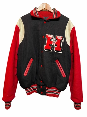 Neff Mens Red Black Varsity Jacket (Size L) Fleece Lined Interior Patience