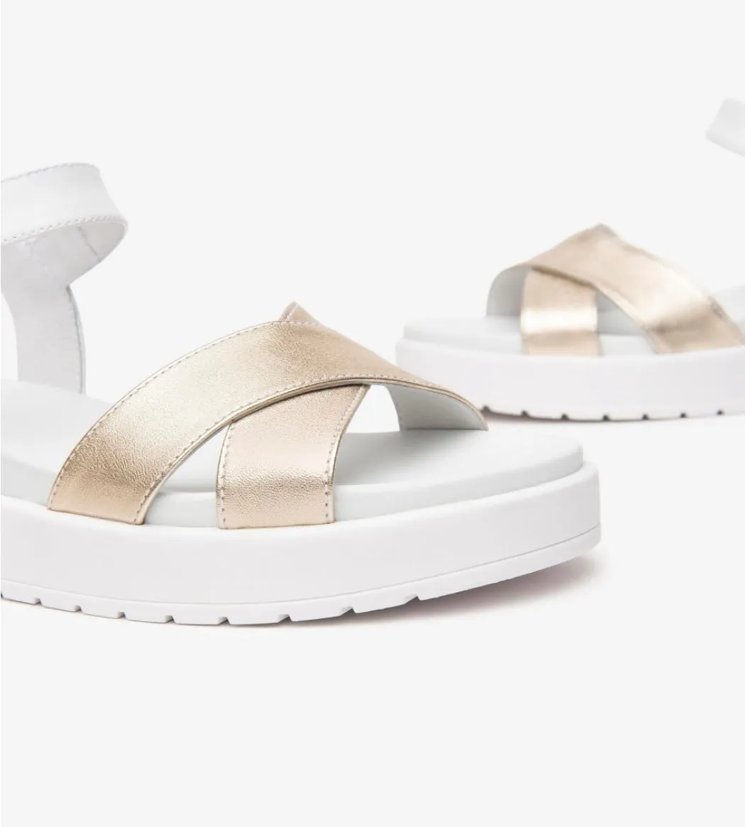 Nerogiardine white and gold leather platform sandals
