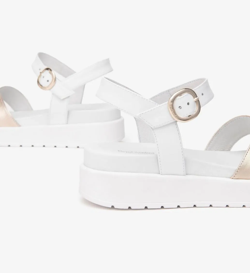 Nerogiardine white and gold leather platform sandals