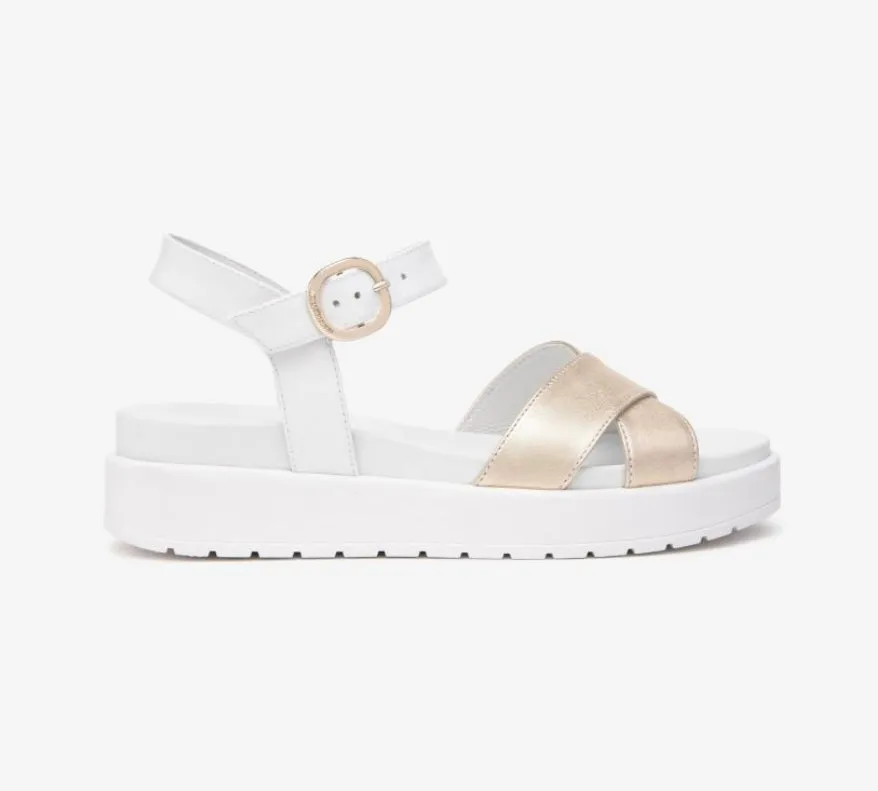 Nerogiardine white and gold leather platform sandals