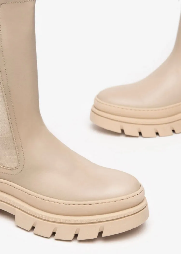 NeroGiardini beige leather hightop Chelsea boots