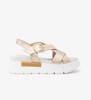 Nerogiardini gold leather platform sandals