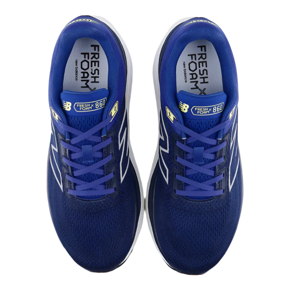 dirt - path running shoes New Balance Men's 860 V14 2E Wide Fitting Running Shoes in Galaxy Blue/NB Navy/Winter Grass