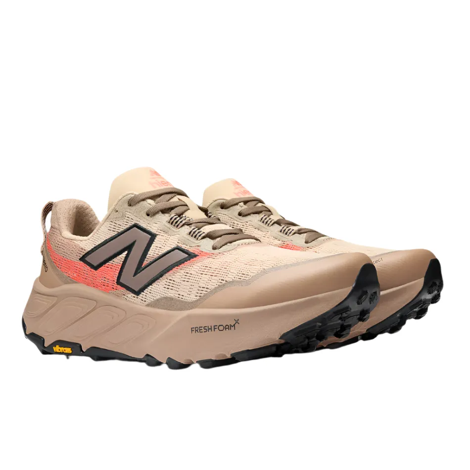 Traction Fit non - perforated shoes New Balance Men's Hierro V9 Trail Shoes in Desert Clay/Earth Shadow/Urgent Red AW25