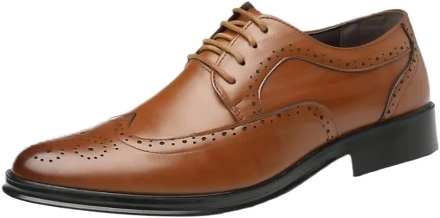 New Business Shoes Dress Shoes Men's Business Dress Casual Shoes Mens Oxford Shoes Genuine Calfskin Leather Brogue Dress Shoes Classic Business Formal Shoes Man Handcrafted