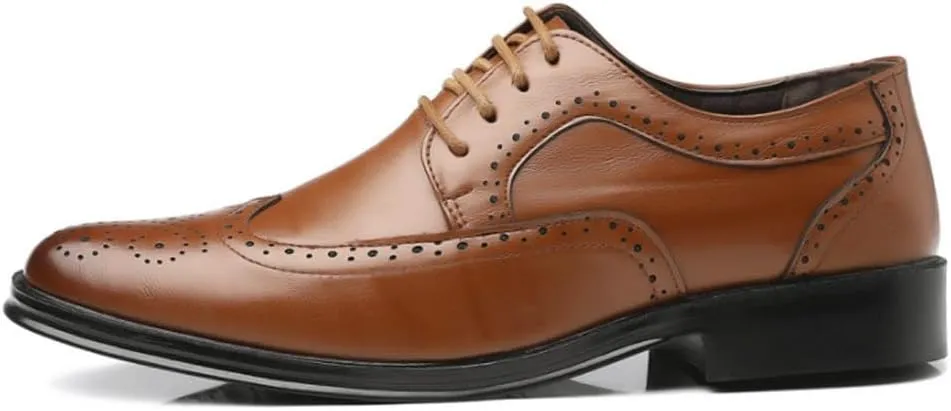 New Business Shoes Dress Shoes Men's Business Dress Casual Shoes Mens Oxford Shoes Genuine Calfskin Leather Brogue Dress Shoes Classic Business Formal Shoes Man Handcrafted
