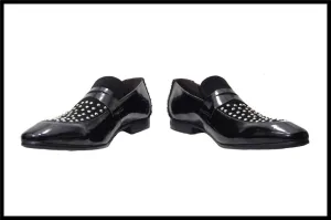 New Fiesso Slip on Dress Shoes Patent Leather Suede FI 6728