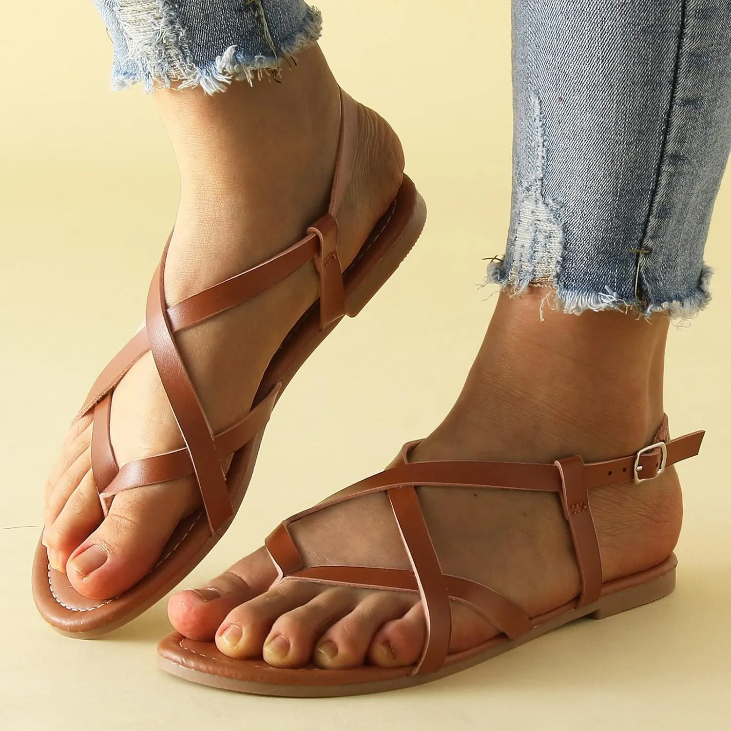 New Flat Bottom Clamping Sandals Foreign Trade Hollow Strap Beach Flat Bottom Memory Foam Women's Shoes Sandals