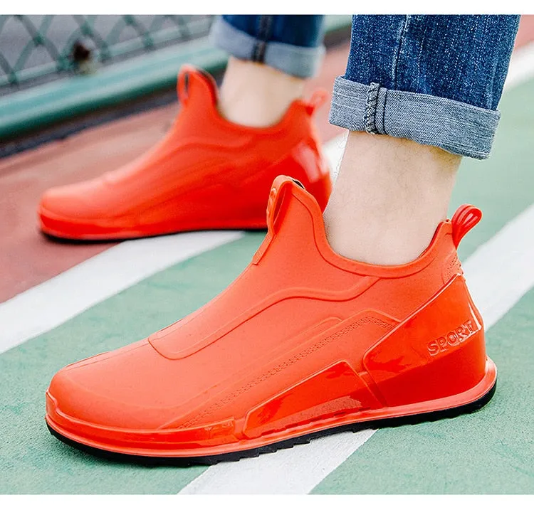 New Men's Outdoor Non-slip Hiking Shoes Shaxi Fishing Rain Boots Black Work Shoes Durable Waterproof Rubber Fishing Shoes