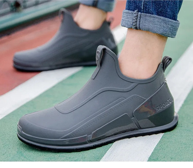 New Men's Outdoor Non-slip Hiking Shoes Shaxi Fishing Rain Boots Black Work Shoes Durable Waterproof Rubber Fishing Shoes