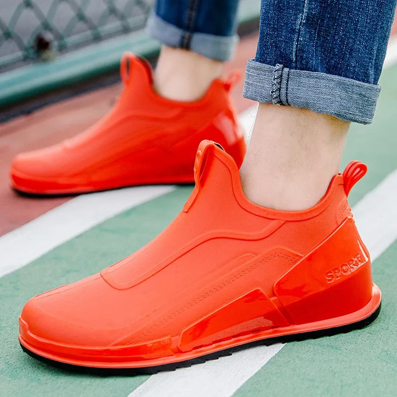New Men's Outdoor Non-slip Hiking Shoes Shaxi Fishing Rain Boots Black Work Shoes Durable Waterproof Rubber Fishing Shoes