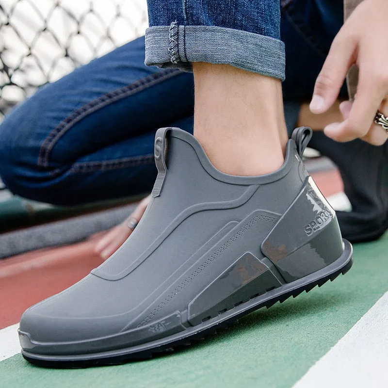 New Men's Outdoor Non-slip Hiking Shoes Shaxi Fishing Rain Boots Black Work Shoes Durable Waterproof Rubber Fishing Shoes