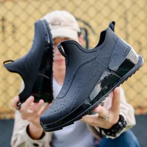 New Men's Outdoor Non-slip Hiking Shoes Shaxi Fishing Rain Boots Black Work Shoes Durable Waterproof Rubber Fishing Shoes