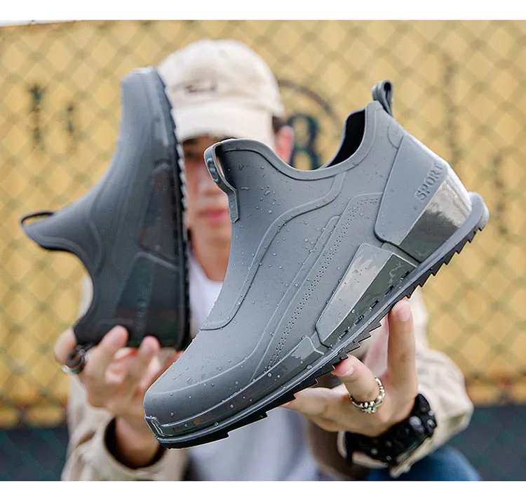 New Men's Outdoor Non-slip Hiking Shoes Shaxi Fishing Rain Boots Black Work Shoes Durable Waterproof Rubber Fishing Shoes