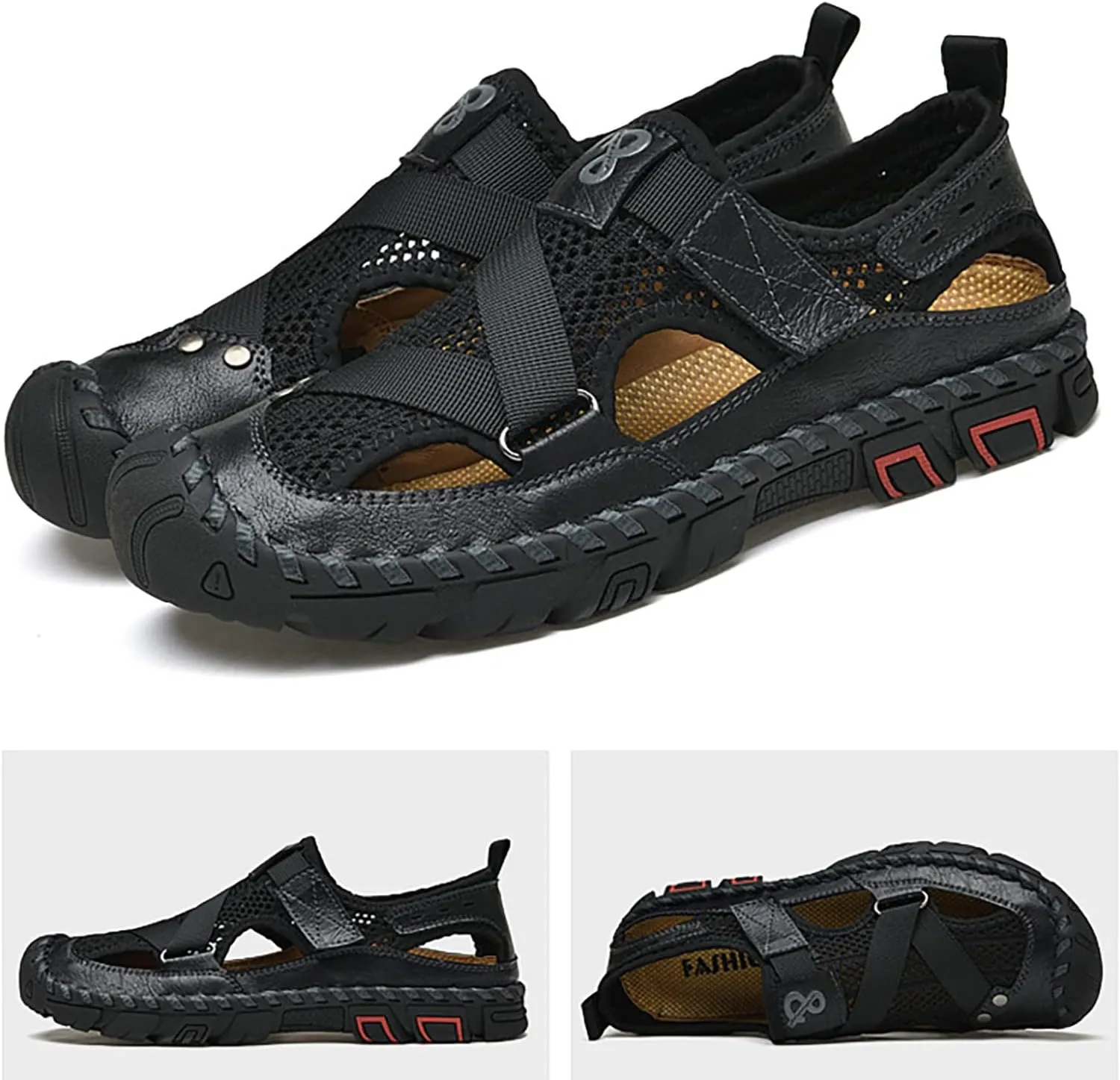 New Summer Sandals For Men's Breathable Korean Edition Slip On Cowhide Beach Leather Shoes Men Sandals