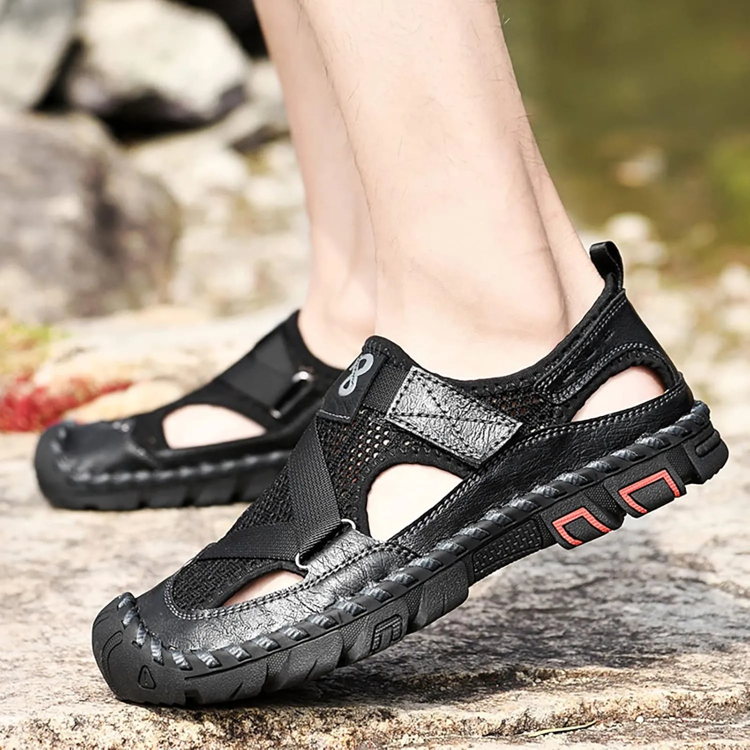 New Summer Sandals For Men's Breathable Korean Edition Slip On Cowhide Beach Leather Shoes Sandals for Men