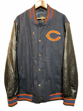 Striped Detachable Collar NFL Mens Navy Varsity Jacket (Size XL)