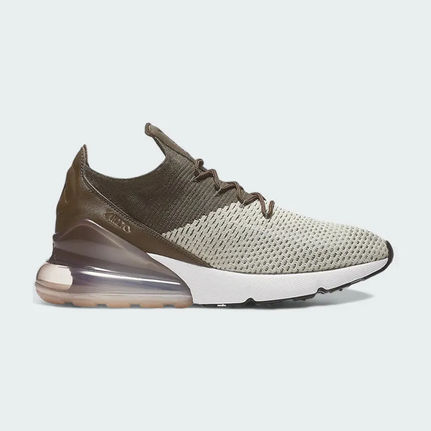 Nike Air Max 270 Flyknit Men's Brown Trainers AO1023 002 Stretch Gaiter Tensile Reinforcement Strips