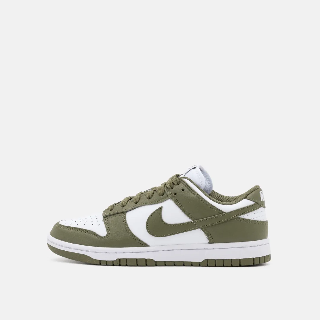 Neutral Stride Geometry bow - decorated running option NIKE DUNK LOW - WHITE/OLIVE
