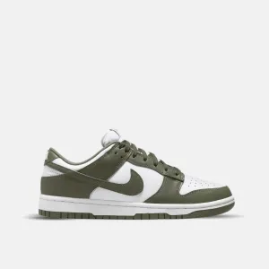 NIKE DUNK LOW - WHITE/OLIVE flat - footed Seamless Upper Construction