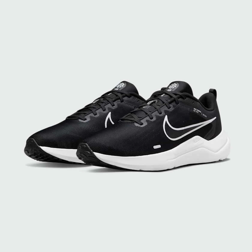 slip - on running shoes Microtextured Grip Surface Nike Downshifter 12 Training Black Shoes Men's DD9293 001