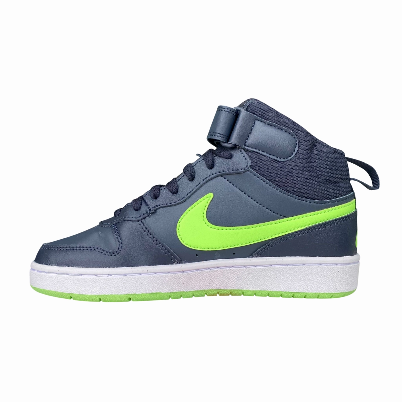 Nike scarpa da ginnastica da junior Court Borough Mid 2 CD7782-403 blu notte-verde Happiness Stretchable Upper