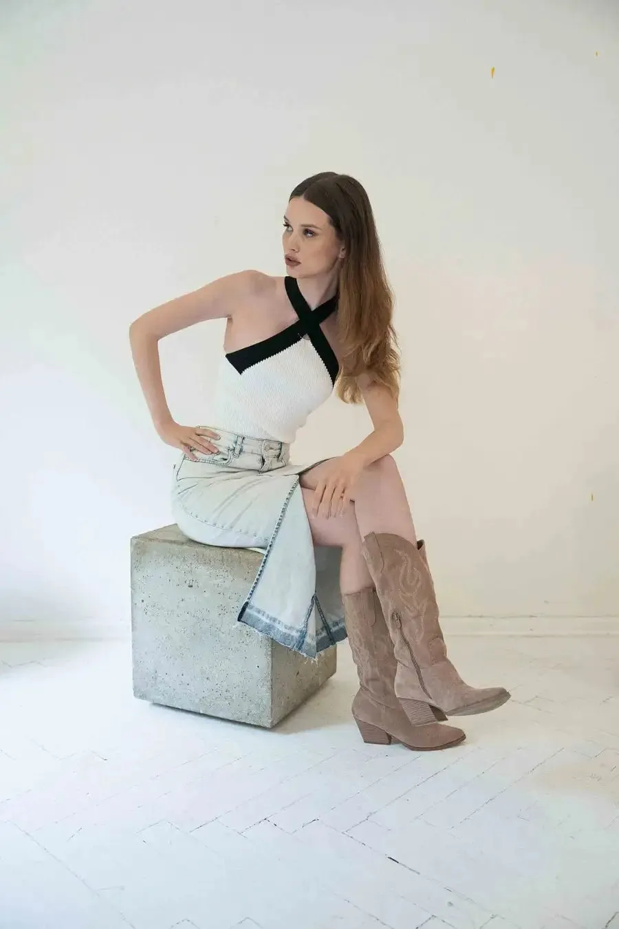 Nude Kaubojiški batai moterims - Cowboy boots