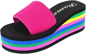 Nyybw Women's Foam Platform Slides Slip On Open Toe Sandals Summer Beach Vacation Casual Shoes Slippers Wedges Sandals