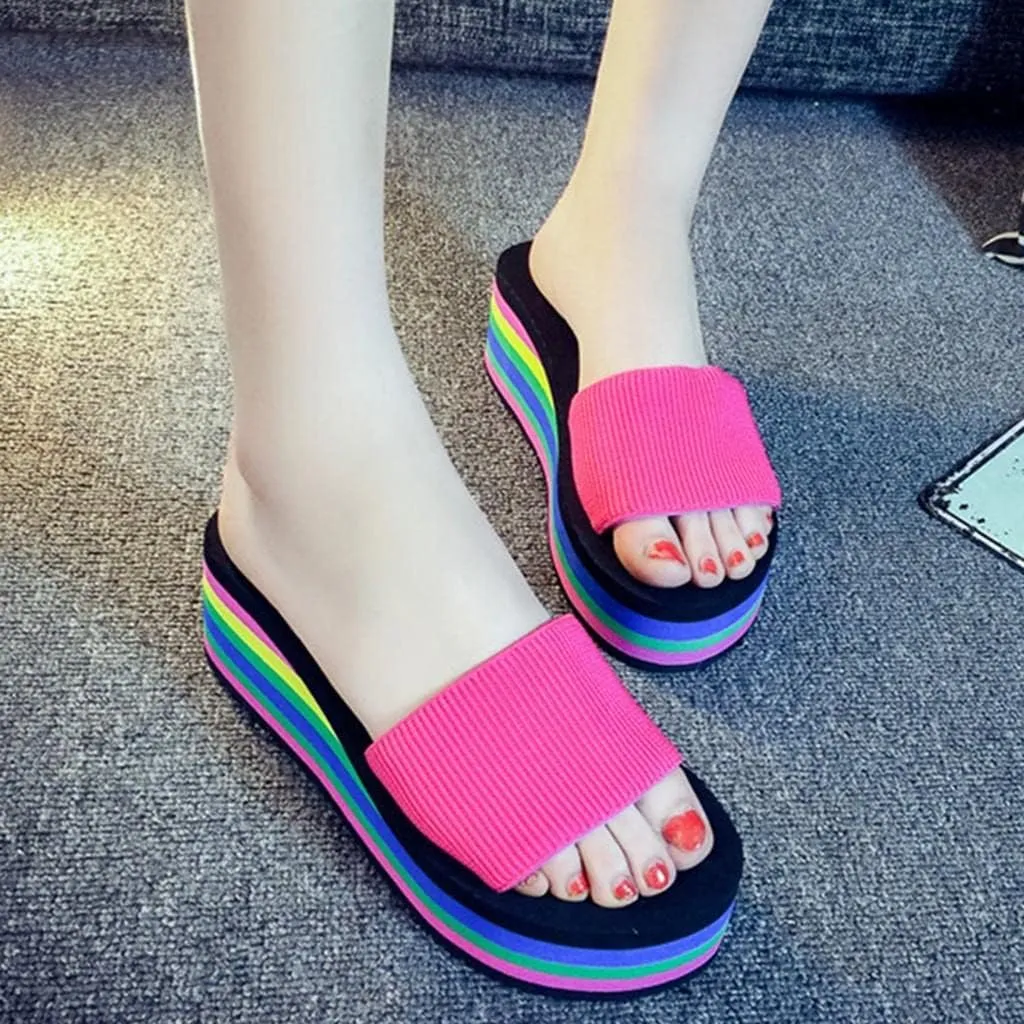 Nyybw Women's Foam Platform Slides Slip On Open Toe Sandals Summer Beach Vacation Casual Shoes Slippers Wedges Sandals