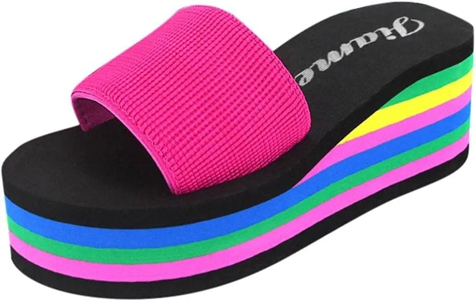 Nyybw Women's Foam Platform Slides Slip On Open Toe Sandals Summer Beach Vacation Casual Shoes Slippers Wedges Sandals