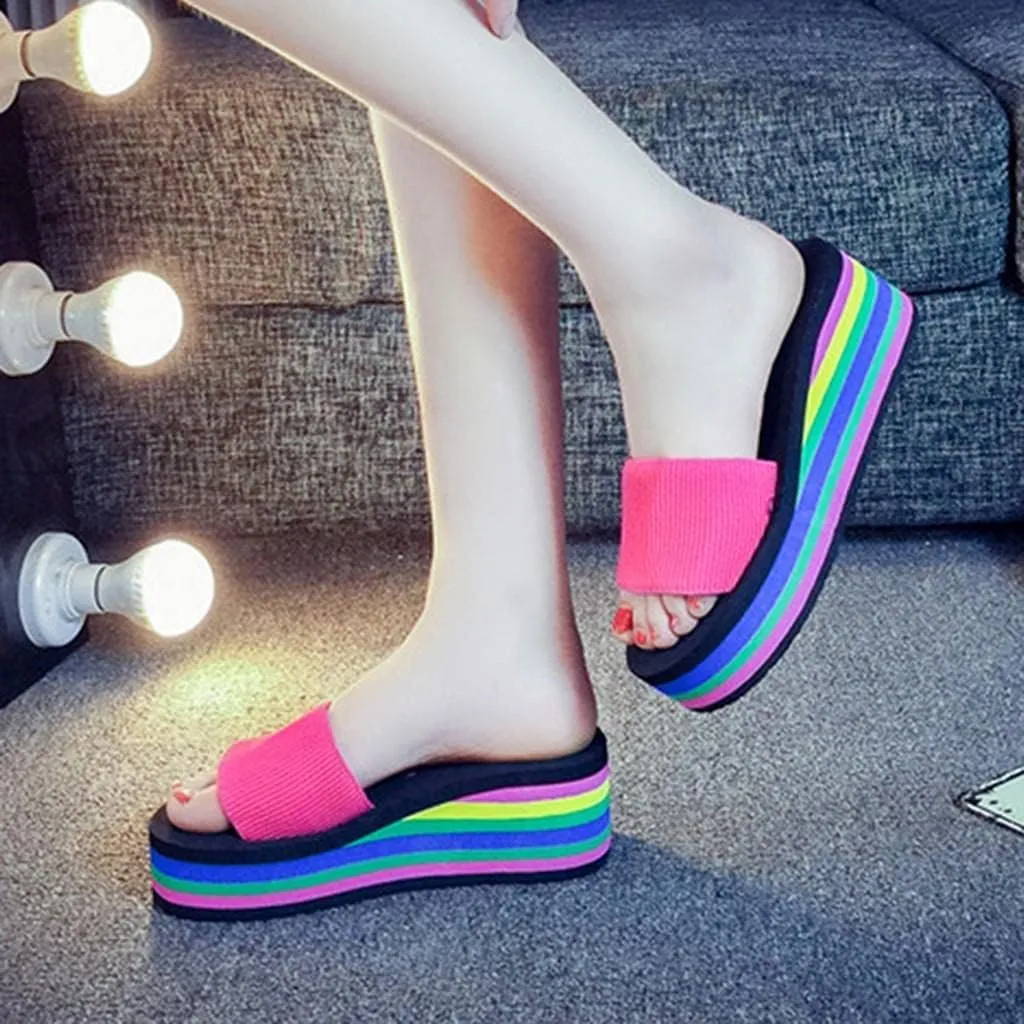 Nyybw Women's Foam Platform Slides Slip On Open Toe Sandals Summer Beach Vacation Casual Shoes Slippers Wedges Sandals