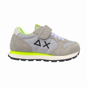 monochromatic running shoes Sun68 scarpa sneakers da bambino con strappo e laccio elastico Tom Fluo Z35302K 06 grigio chiaro
