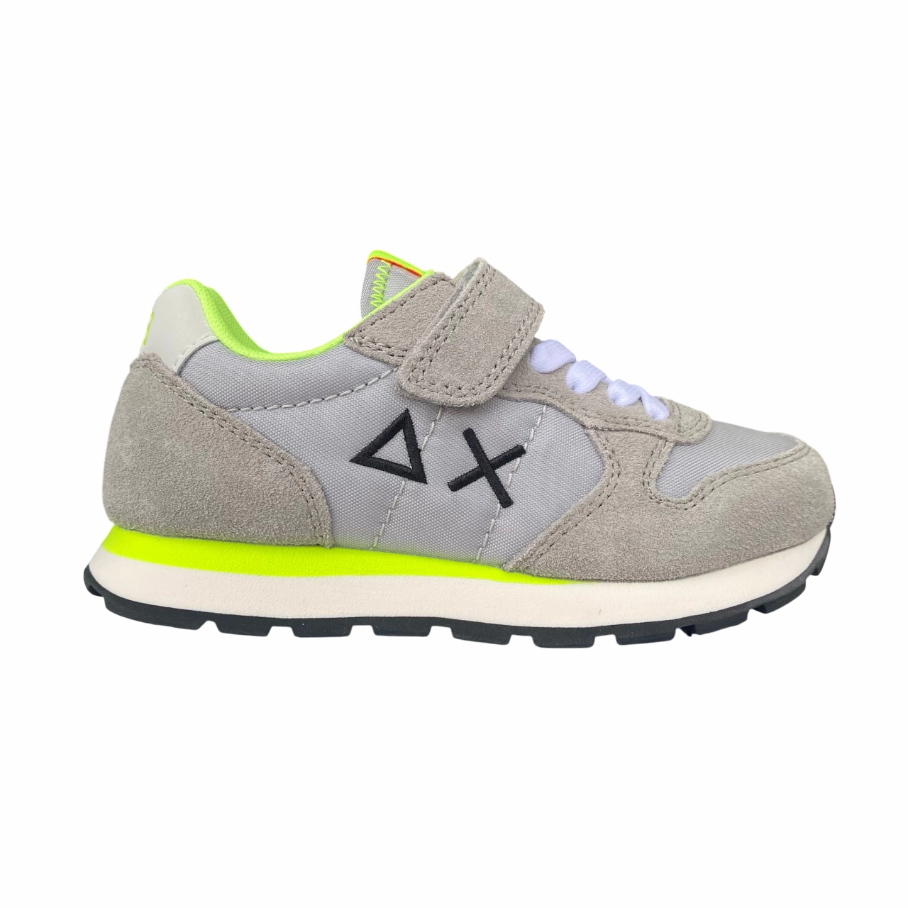 monochromatic running shoes Sun68 scarpa sneakers da bambino con strappo e laccio elastico Tom Fluo Z35302K 06 grigio chiaro