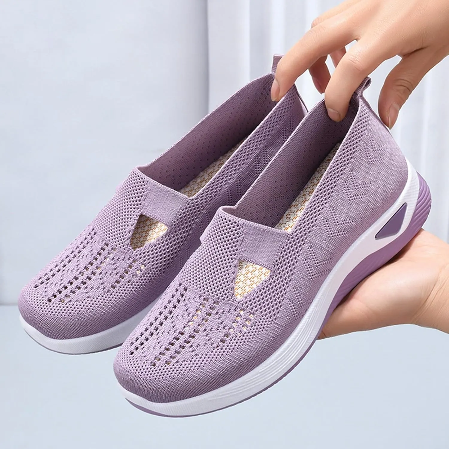 Orthopedic Comfortable Sneakers for Women Slip On Walking Shoes with Arch Support Casual Loafers Plantar Fasciitis Relief Foot Pain Diabetic