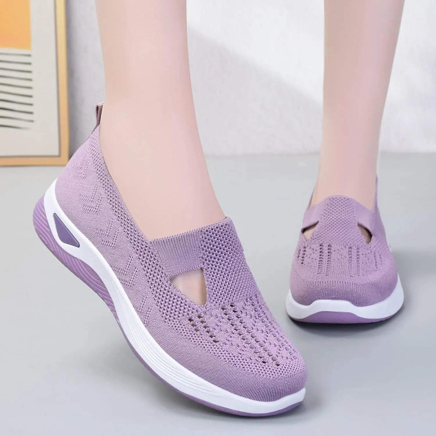Orthopedic Comfortable Sneakers for Women Slip On Walking Shoes with Arch Support Casual Loafers Plantar Fasciitis Relief Foot Pain Diabetic