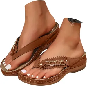 Orthopedic Sandals for Women Arch Support Womens Wedge Sandals 2025 Comfortable Summer Beach Non Slip Flip Flops Sandals