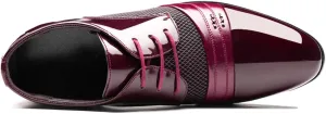 Oxford Formal Shoes for Men Lace Up PU Leather Cap Toe Patchwork Derby Shoes Block Heel Rubber Sole Slip Resistant Wedding