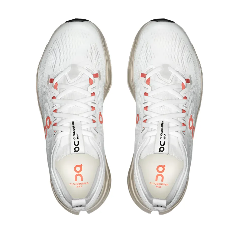 On Women's Cloudsurfer Max Running Shoes in Ivory/Salmon AW25 Textured Grip Surface Reinforced toe box