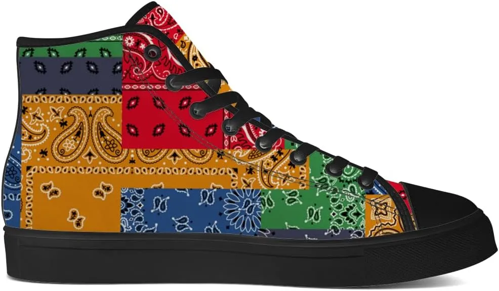 Paisley High Top Canvas Shoes for Men Women High Top Sneakers Lace Up Casual Shoes Gifts for Dad Mom