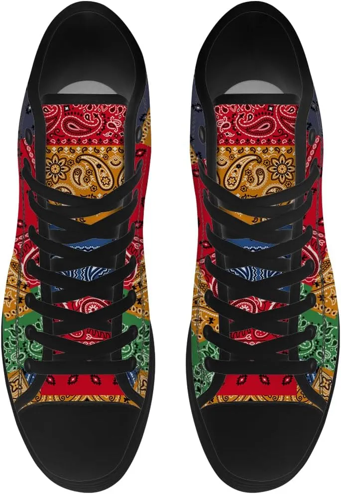 Paisley High Top Canvas Shoes for Men Women High Top Sneakers Lace Up Casual Shoes Gifts for Dad Mom