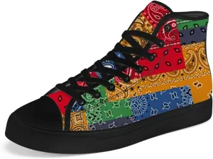 Paisley High Top Canvas Shoes for Men Women High Top Sneakers Lace Up Casual Shoes Gifts for Dad Mom