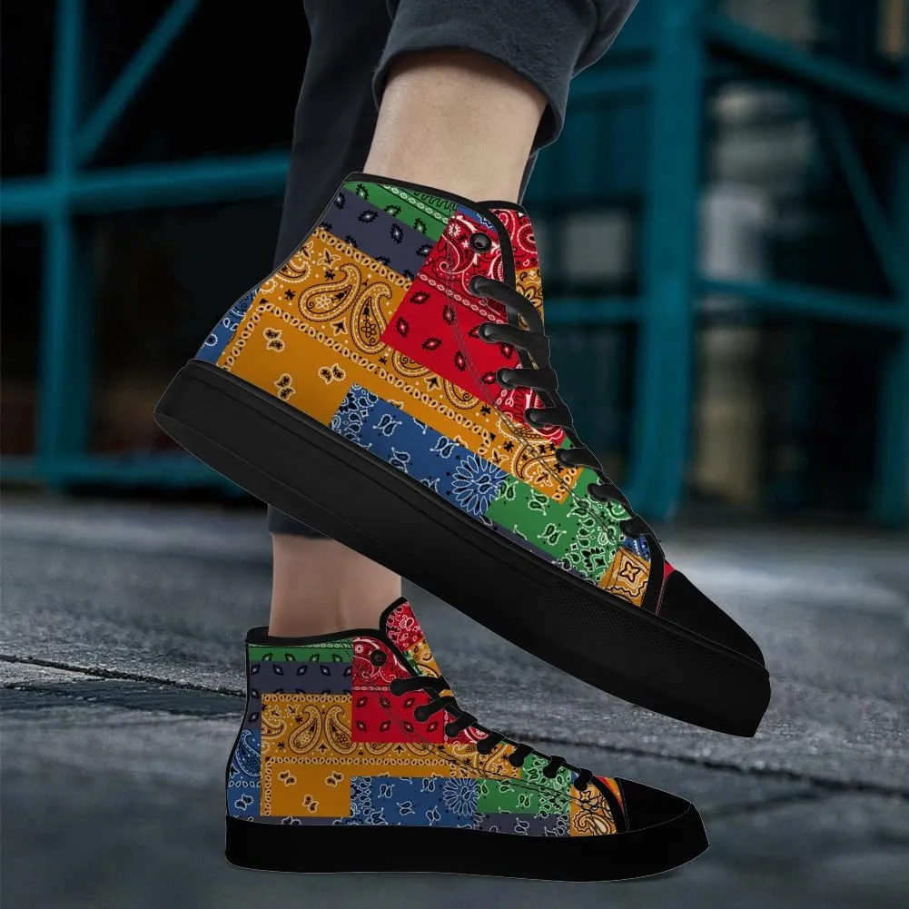 Paisley High Top Canvas Shoes for Men Women High Top Sneakers Lace Up Casual Shoes Gifts for Dad Mom