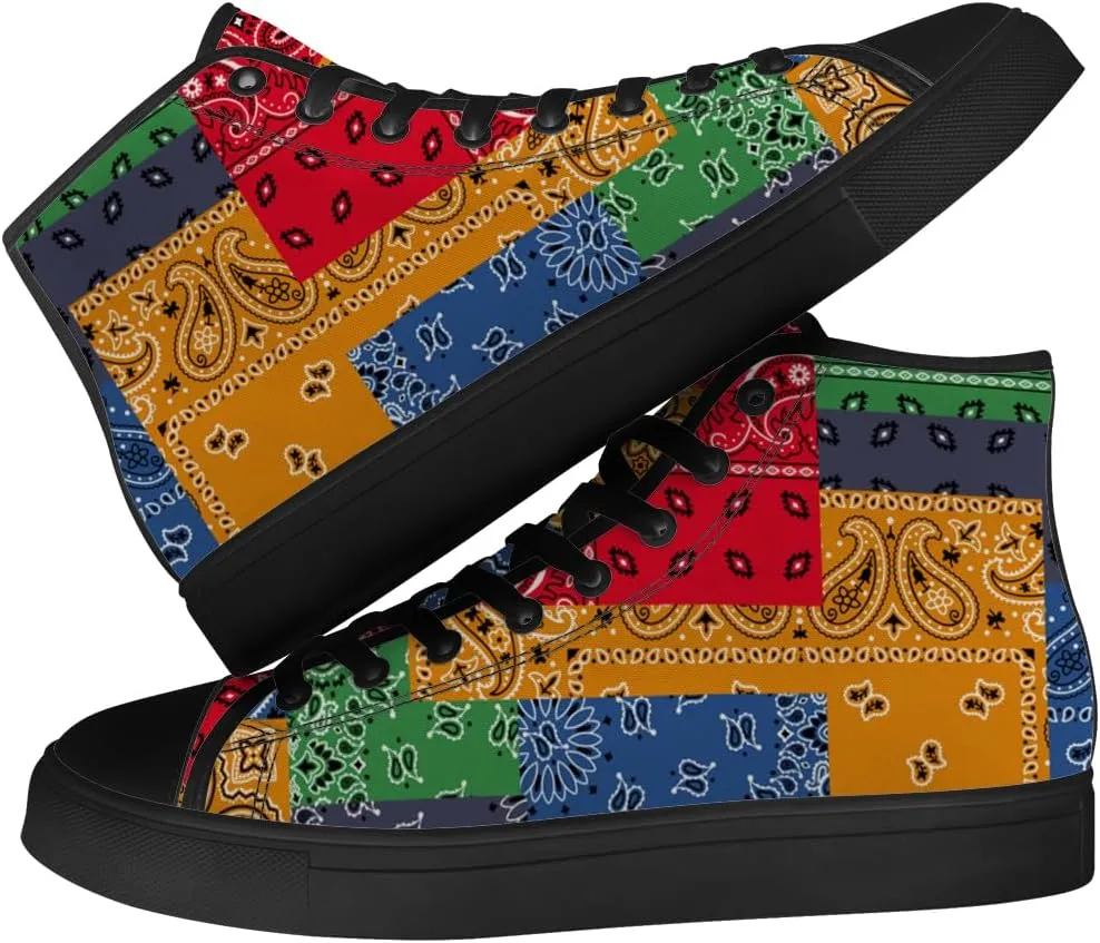 Paisley High Top Canvas Shoes for Men Women High Top Sneakers Lace Up Casual Shoes Gifts for Dad Mom