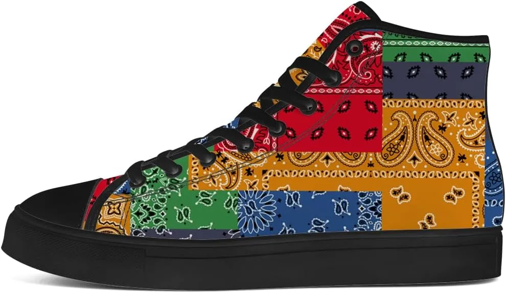 Paisley High Top Canvas Shoes for Men Women High Top Sneakers Lace Up Casual Shoes Gifts for Dad Mom